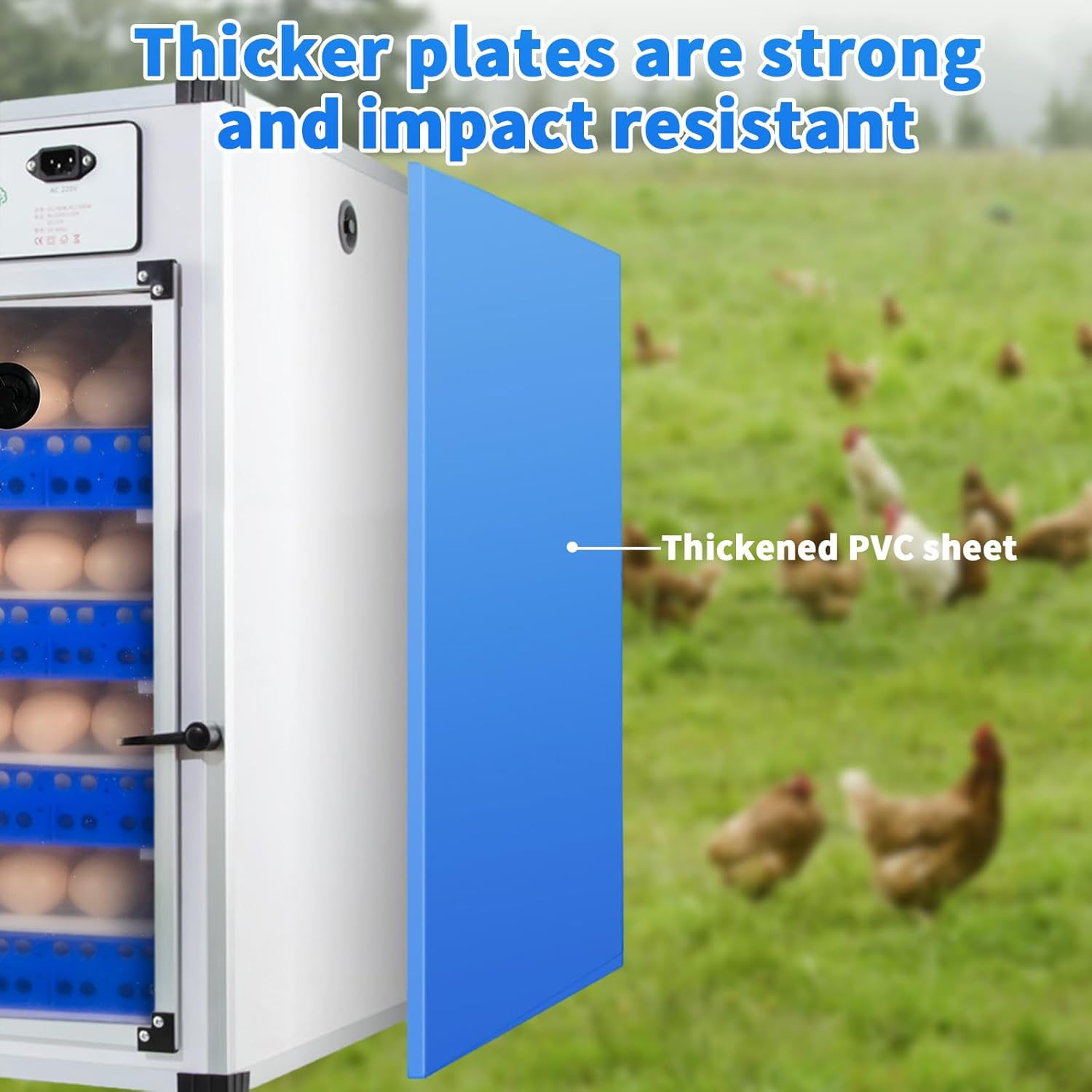 CHAOFLIGHT Egg Incubators, Automatic Incubator Machine with Built-In Egg Turner and Lntelligent Temperature Controller & Humidity Monitoring, for Chick Fry, Duck, Goose, Pigeon, Parrot (272 Eggs) - 272 Eggs image number 6