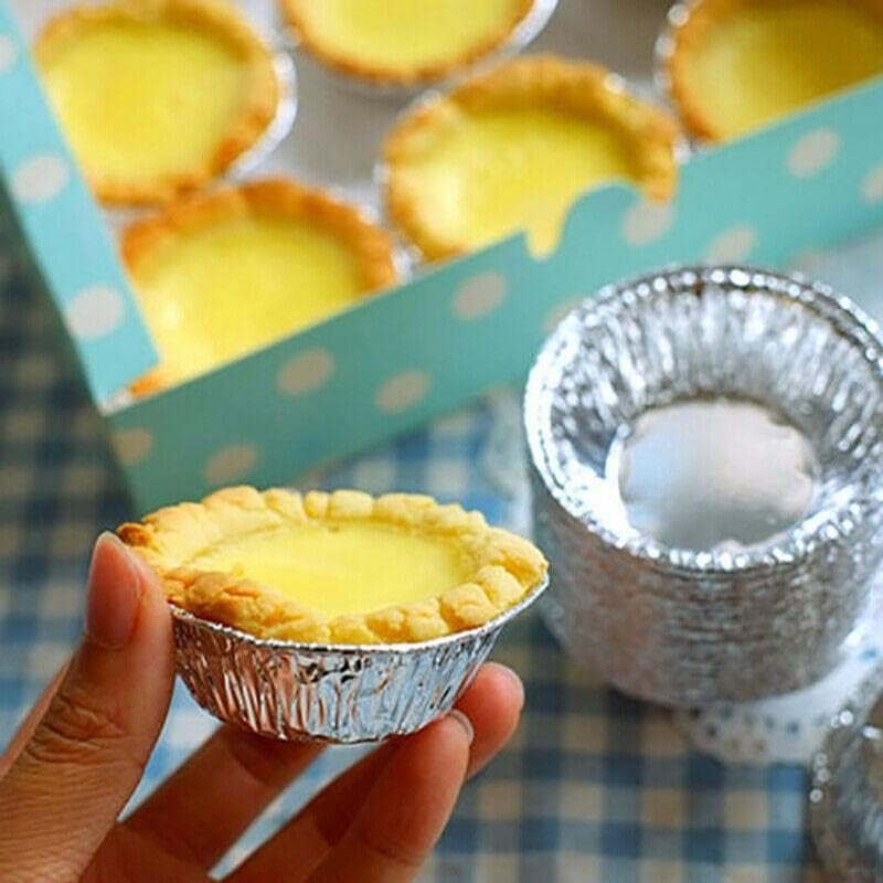 AIMALL 250X Aluminum Foil Cake Cups Baking Egg Tart Mould Circular Tins Pie Mold Plate image number 2