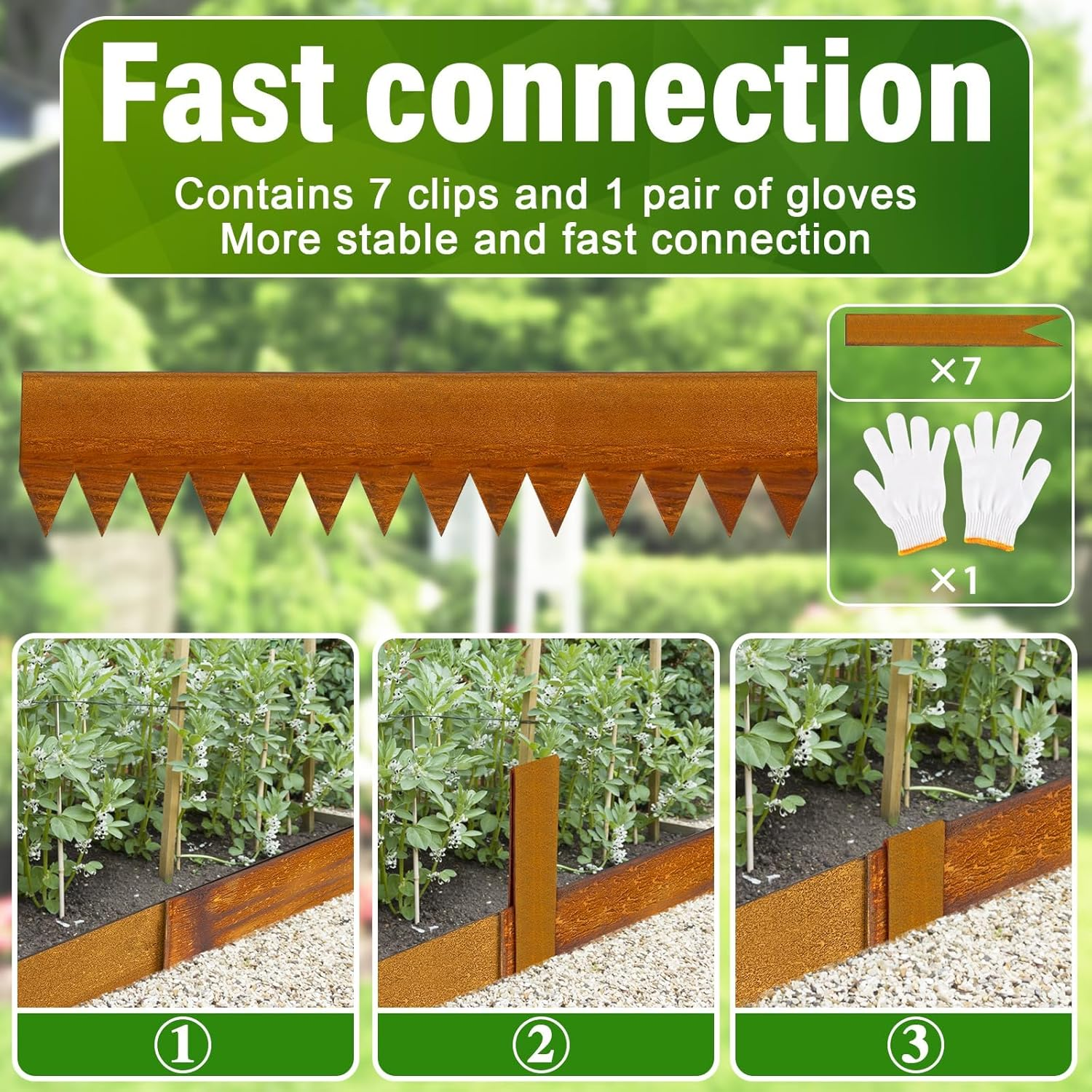 6M Landscape Edging, 15Cm/20Cm/25.4Cm Height Corten Steel Edging Steel Garden Bed Metal Border Edge Rusted Rustic Patina 100 Cm Strips for Yard Lawn Outdoor Flower Plant Vegetable - 20.4Cmheight image number 6