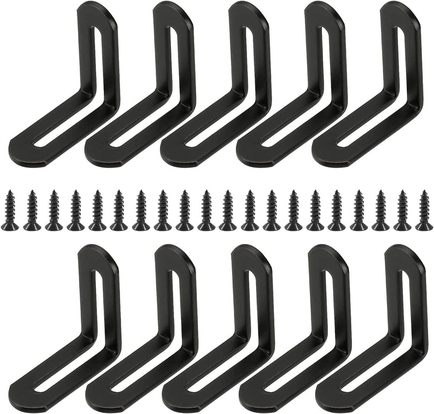 Yharnamite 10 Pcs Adjustable L-Shape Corner Brace with 20 Pcs Screwst, Shelf Bracket, Heavy Duty 90 Degree Corner Fastener Brace Support Stainless Steel Right Angle Fixer for Wood Furniture (Silver)