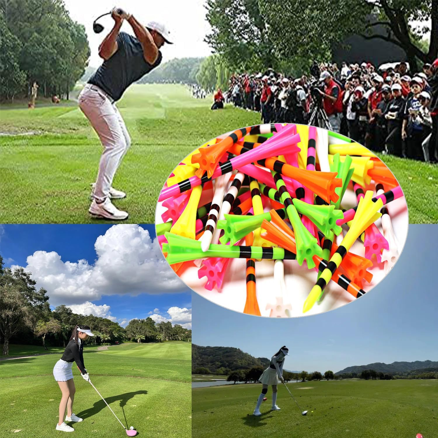 Yharnamite 50 Pcs Plastic Golf Tees, 3-1/4" Professional Golfing Tees with Five Claws Prong, Long Golf Tees, Frictional Resistance Reduction, Mixed Color image number 6