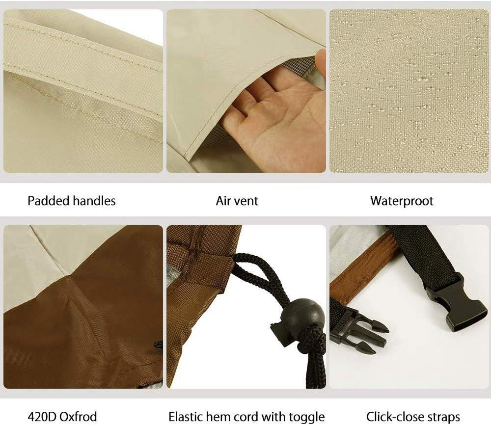 2 Pack Patio Adirondack Chair Cover 31X33X36 Inch Heavy Duty Outdoor Cover 420D, Waterproof Outdoor Lawn Patio Furniture Covers, Beige image number 6