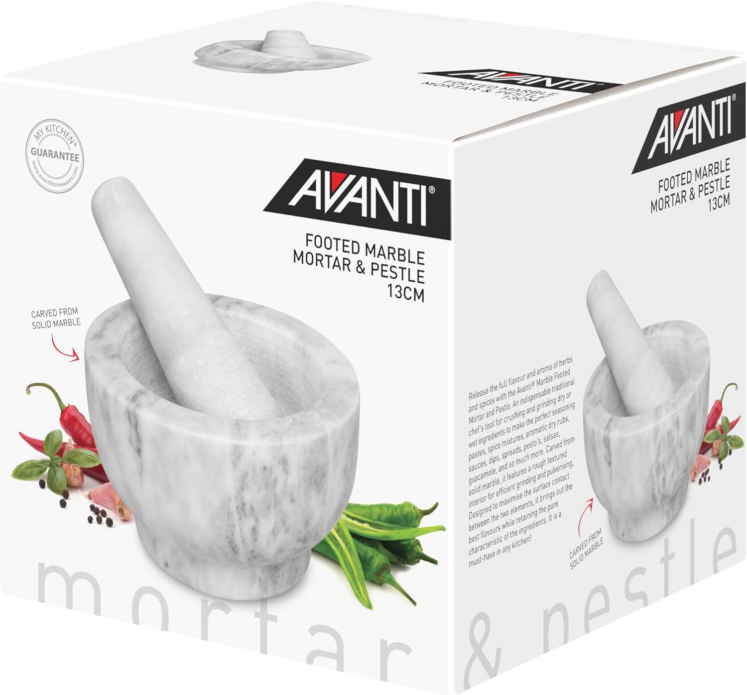 Avanti Marble Footed Mortar and Pestle 13Cm, White image number 2