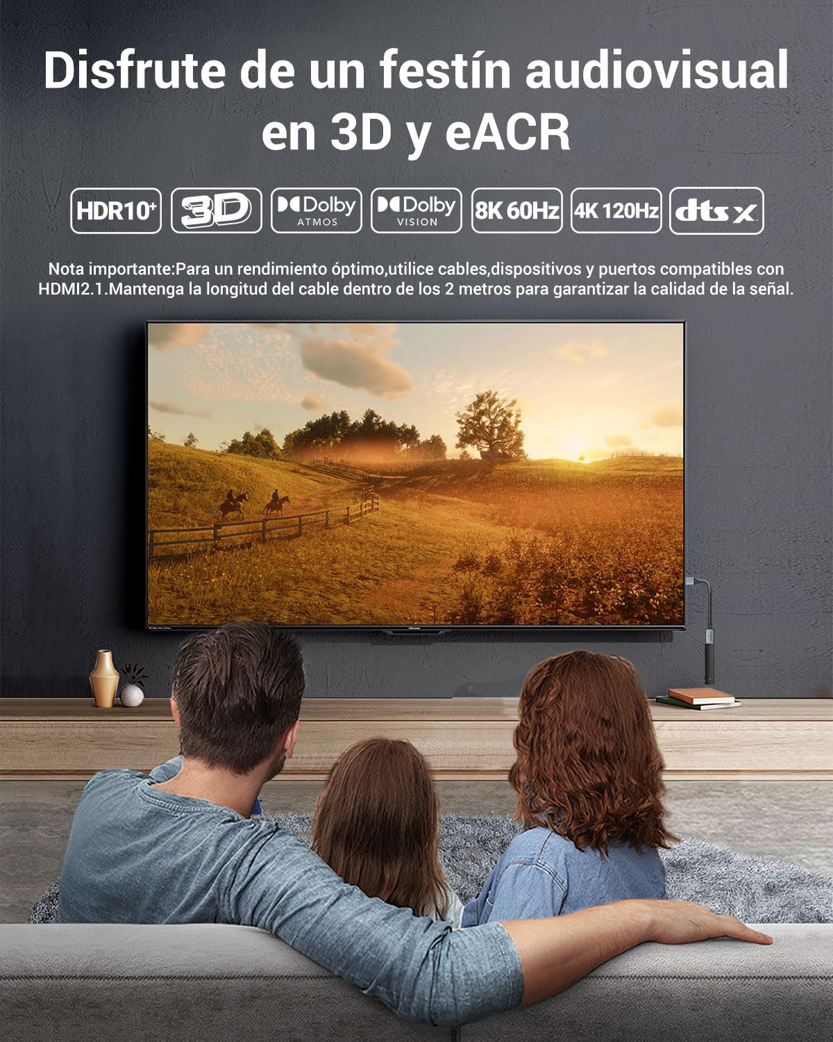 VCELINK 8K HDMI Extension Cable 0.6 FT, HDMI 2.1 Extender Cord Male to Female Adapter, Compatible with Roku TV Stick, HDTV, Game Console, Laptop, 1-Pack image number 3