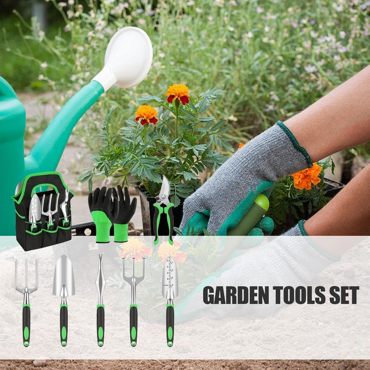 Gardening Hand Tools - Portable Metal Gardening Supplies for Outdoor,Ergonomic Pruning Tools with Rubber Handle, 18X Garden Tools for Men Women Gardening Enthusiasts image number 6