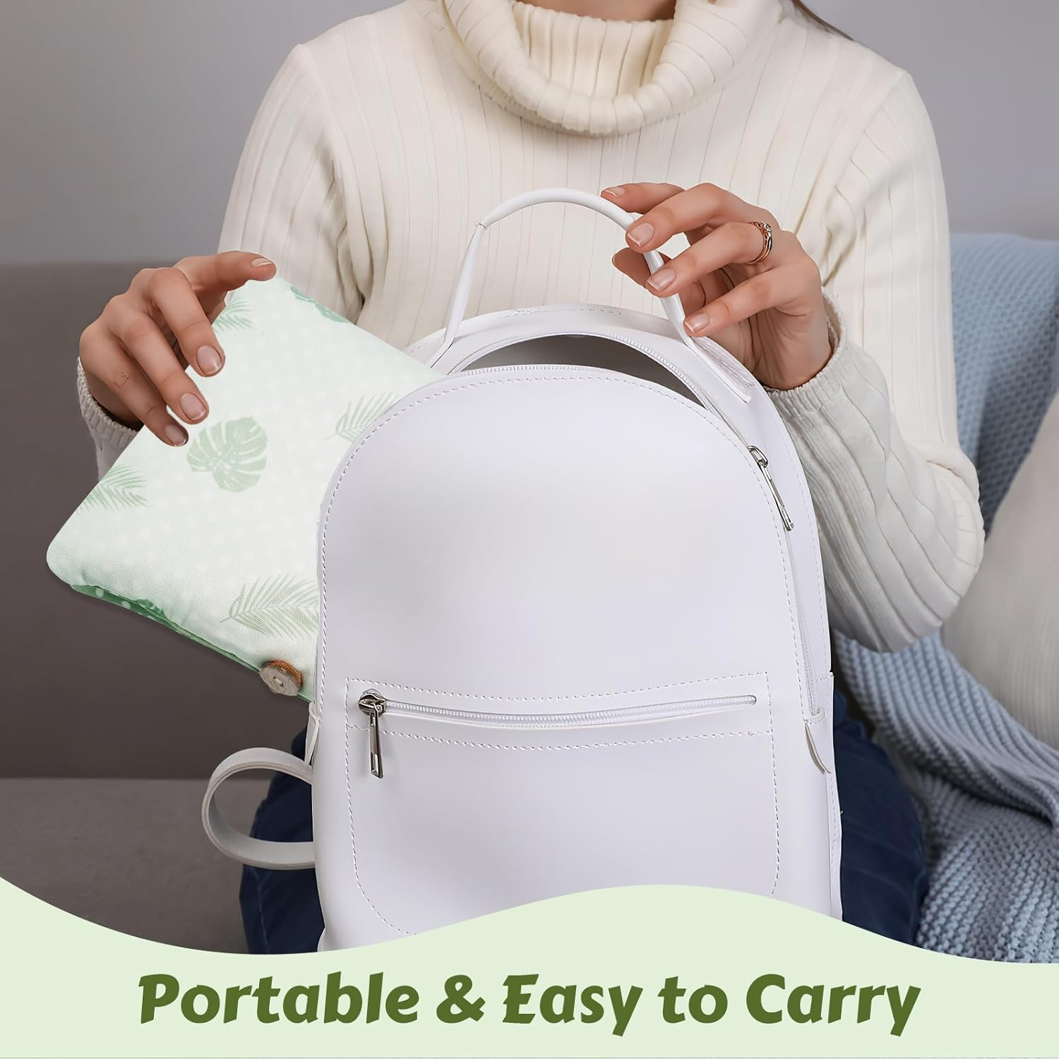 Changing Bag Organiser and Cosmetic Bag 2-In-1, Baby Small Nappy Bag, Nappy Organiser for on the Go Mother Nappies Cloths (Leaves) image number 2