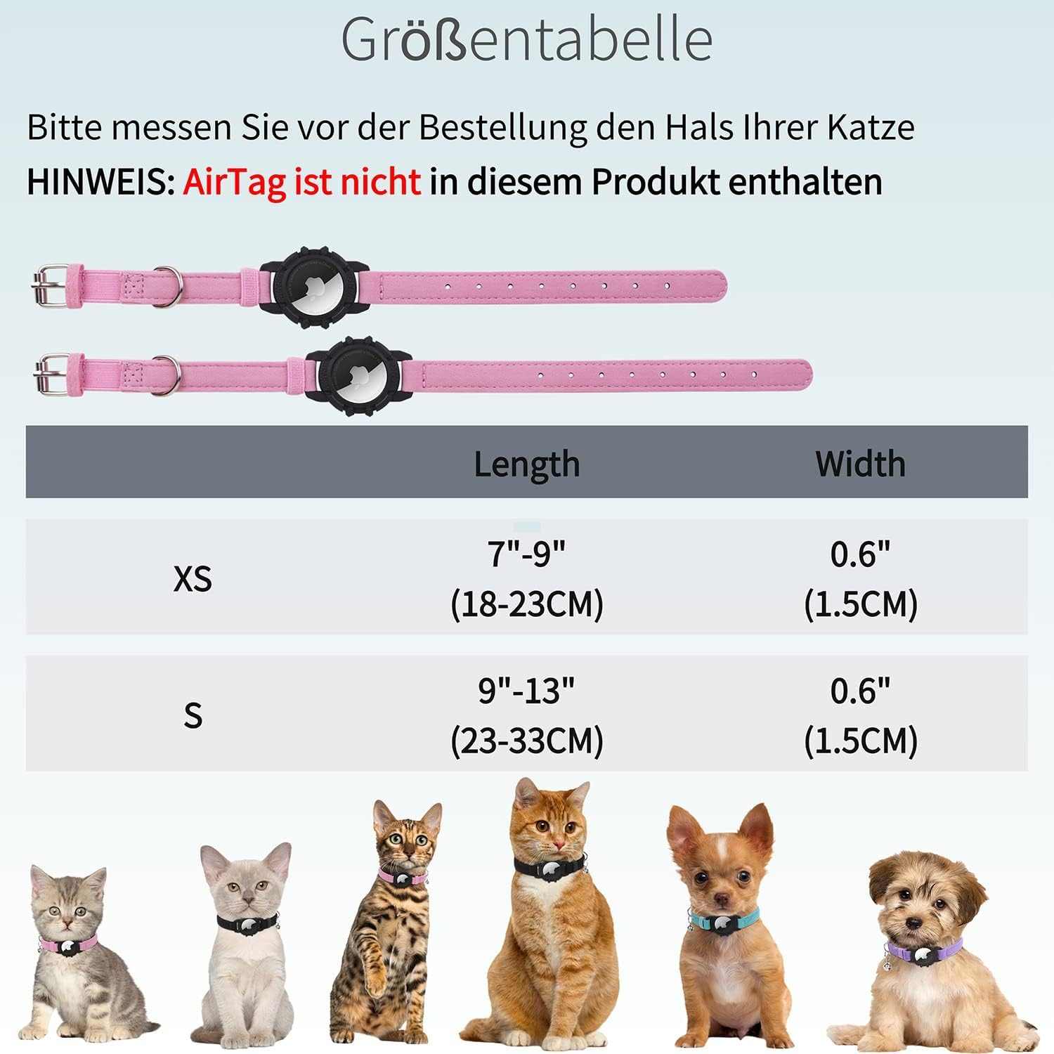 Airtag Cat Collar, Integrated Apple Air Tag Cat Collars, Soft GPS with Airtag Holder and Bell, Lightweight Tracker Collar, Girls/Boys Cat (Pink) image number 3