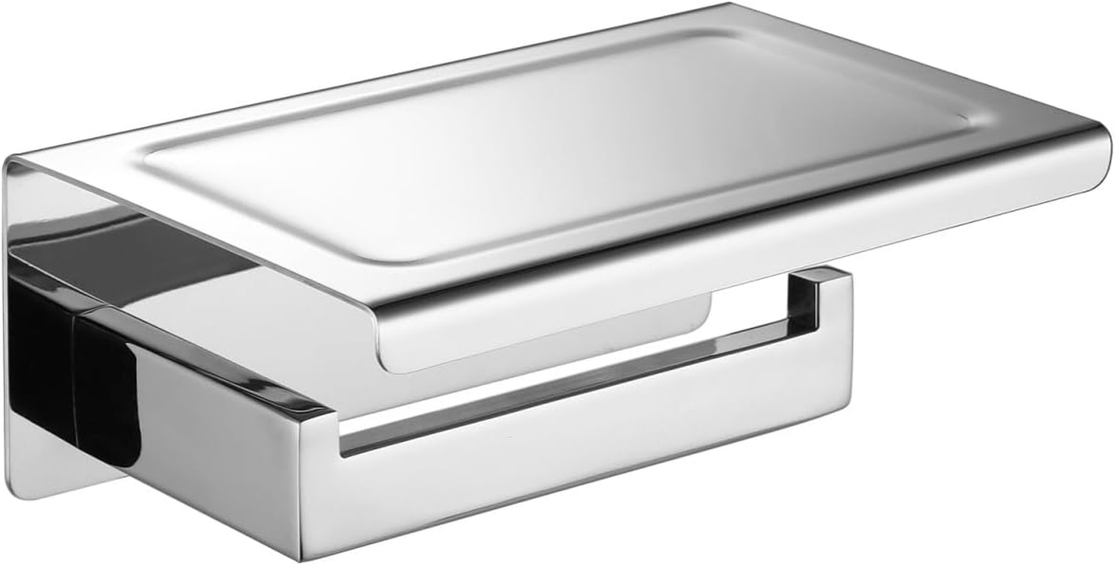 Breikuth Toilet Paper Holder with Shelf Toilet Paper Storage Bathroom 304 Stainless Steel Square (Type 1-Chrome)