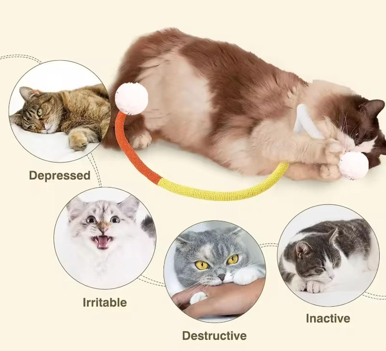 MINZHI Pack of 3 Interactive Teething Rope, Interactive Toy for Cats, Indoor Cat Toy, Teething Rope, Catnip Toy Teething Rope, Relieves Cat Stress, Cat Dental Care against Bad Breath image number 4