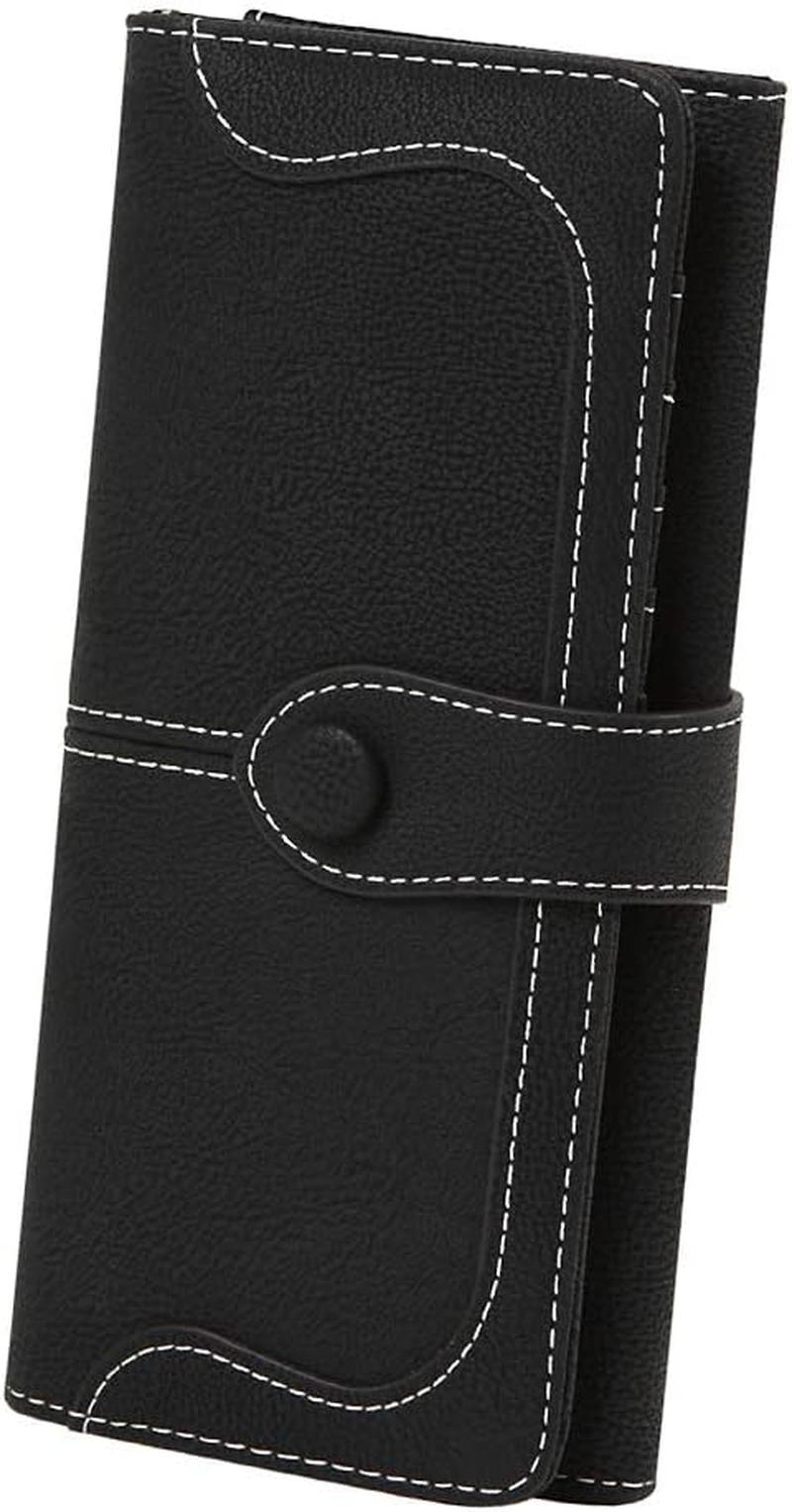 Women'S Vegan Leather 17 Card Slots Card Holder Long Big Bifold Wallet