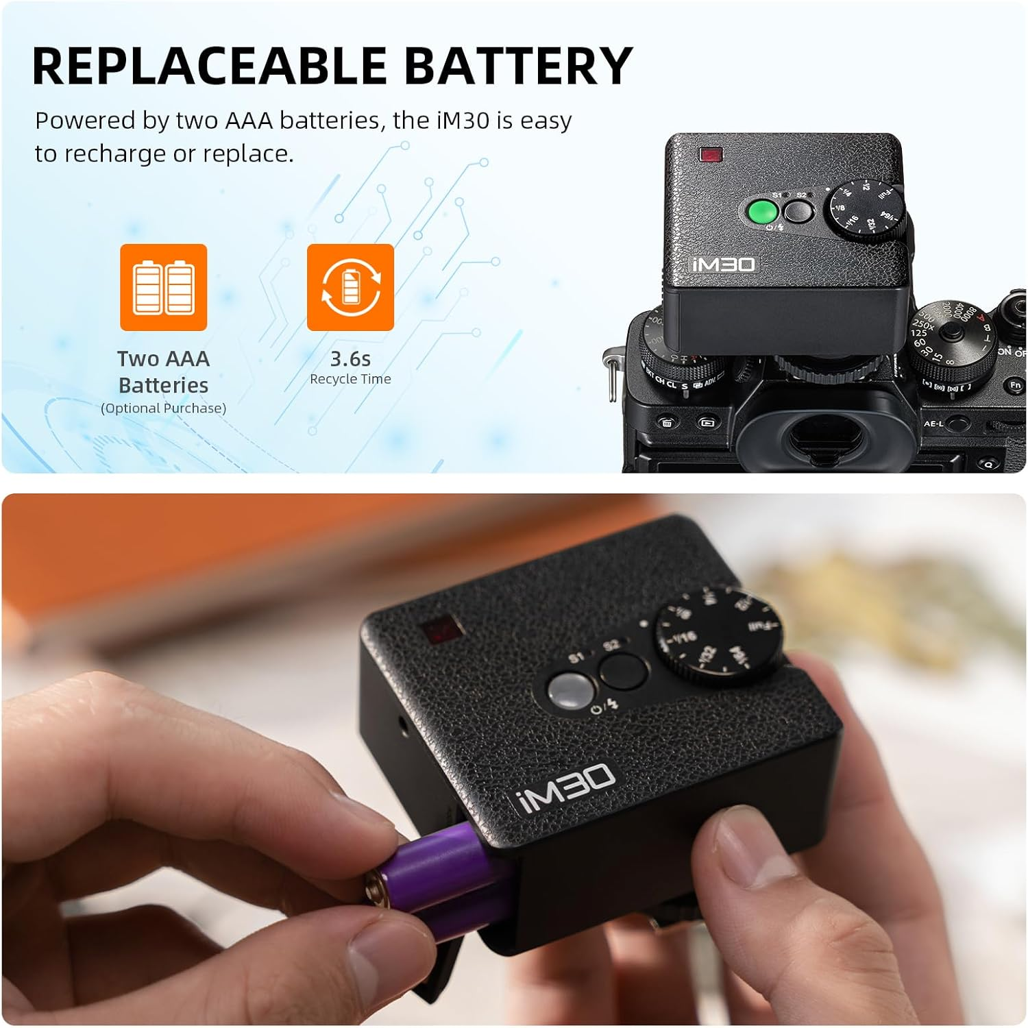 Godox Flash Im30 Camera Flash, GN15 7 Power Levels (1/64~1/1), S1/S2, Pocket Mini On-Camera Flash Speedlite for Sony, Canon, Nikon, Olympus, Fujifilm, Panasonic, Pentax Cameras - Im22 image number 6