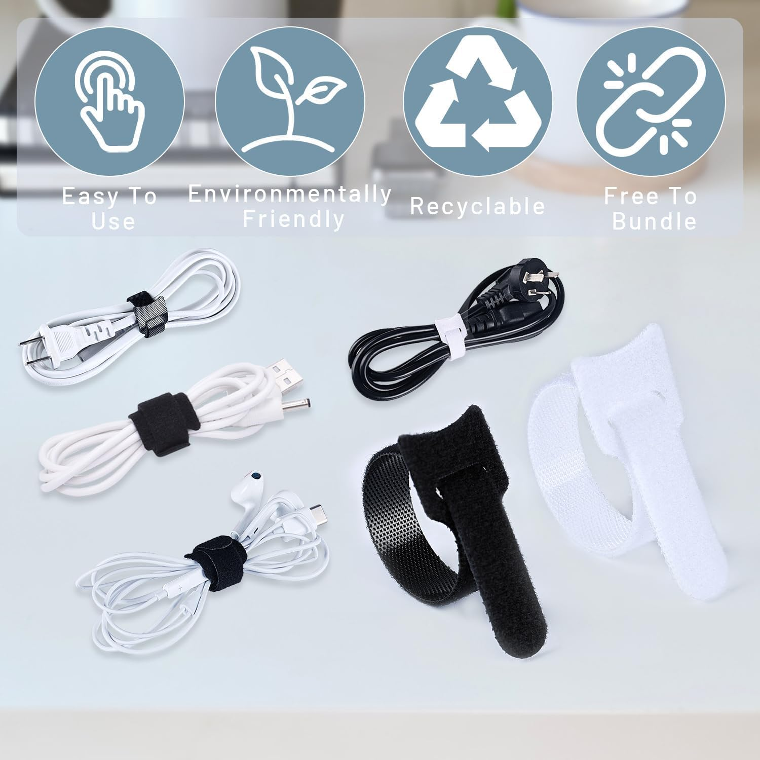 Limcryspp 6-Inch 30Pcs Reusable Cable Ties, Premium Quality Cable Management Straps for Electrical Cable & Wire Organizer (Black) - Black image number 5