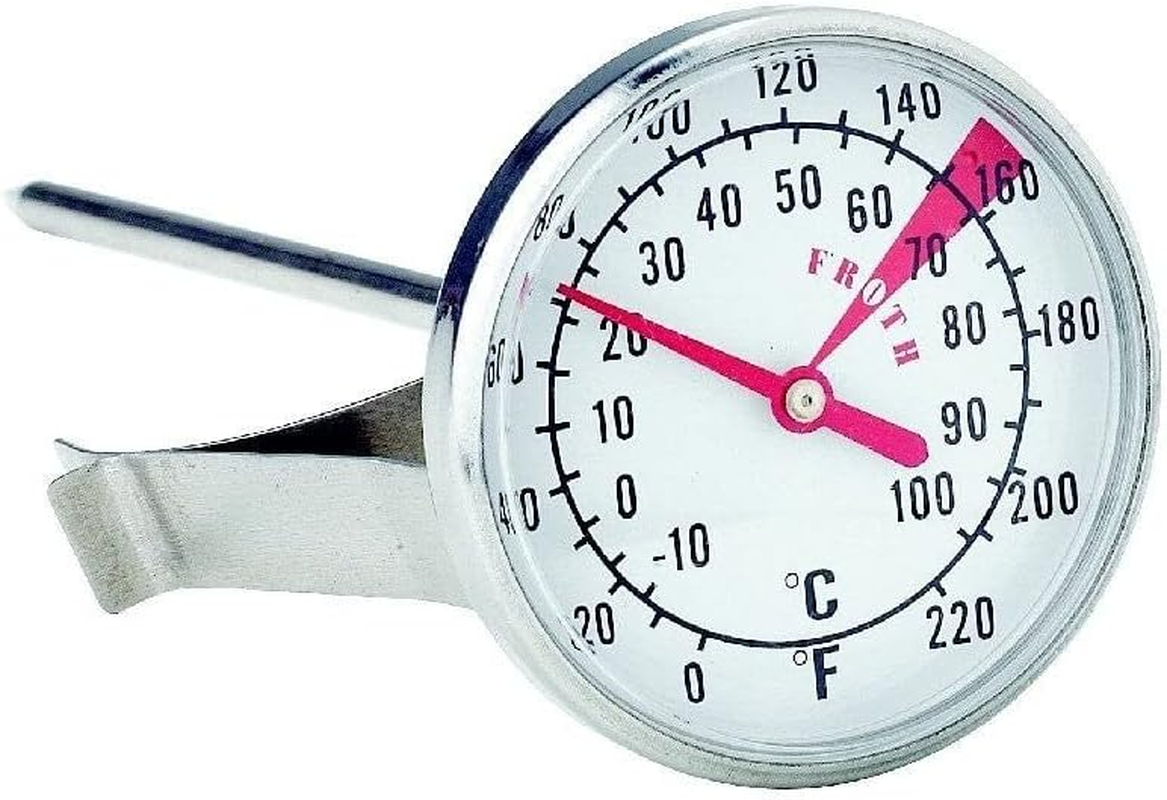 Cuisena Milk Frothing Thermometer with 44Mm Dial, Stainless Steel Heat Resistant from -10&deg;C to 100&deg;C, Optimum Frothing Temperature Indicator - Perfect for Barista-Quality Frothed Milk image number 1