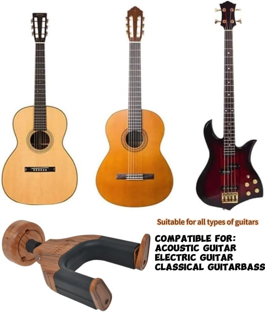 Oak-Finish Wooden Guitar Wall Mount with Black Padded Arms &ndash; Secure Display for Acoustic & Electric Guitars image number 6