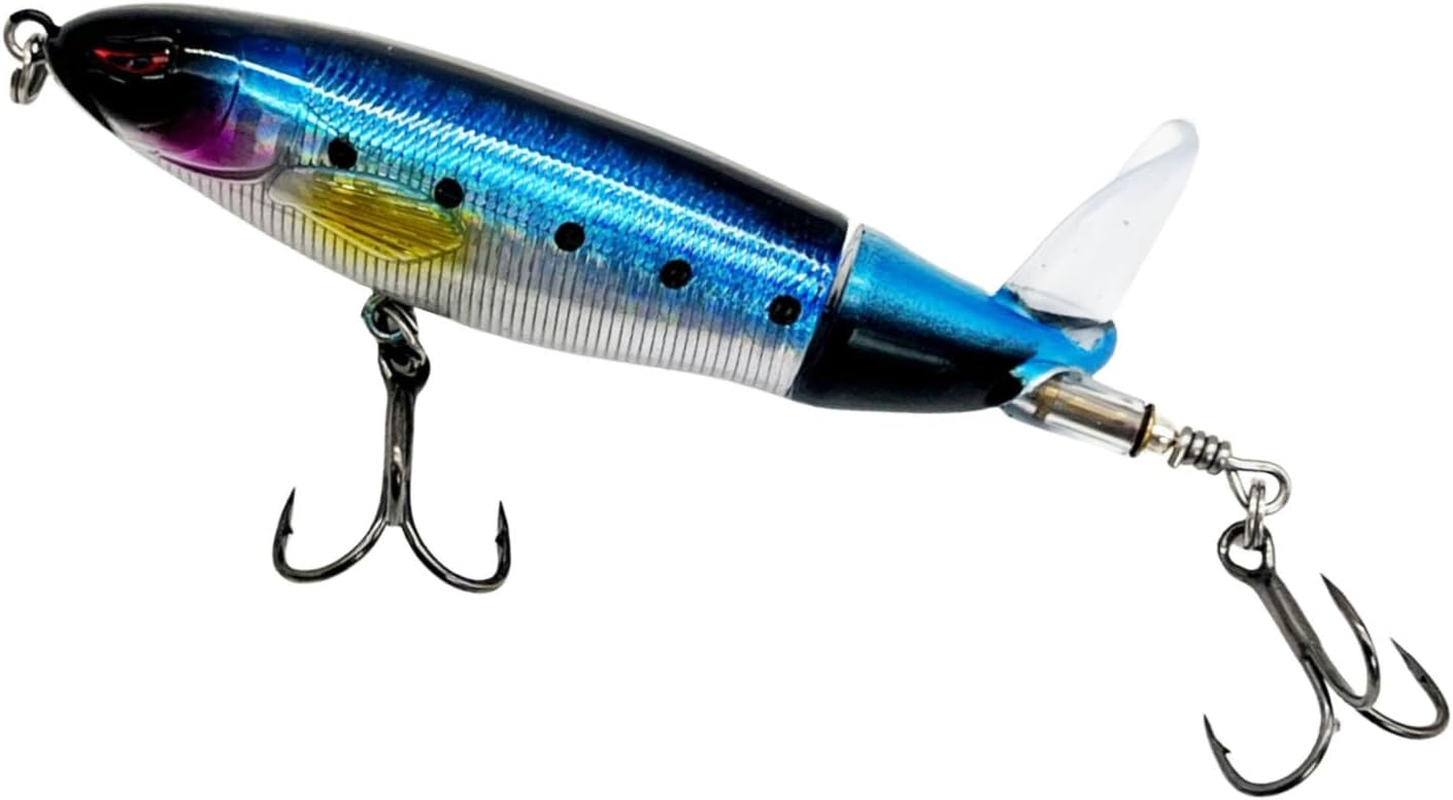 Castaic Topwater Fishing Lures Set Popper Lures for Bass Catfish Pike Perch Bass Lures with Floating Rotating Tail Artificial Hard Bait Multiple Colors