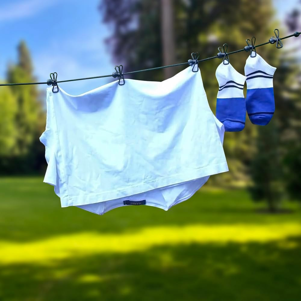 Portable Retractable Clotheslines with 12 Clothespins, Windproof Clothes Drying Line with 13 Anti-Skid Clips, Laundry Drying Line for Backyard Vacation Hotel Balcony (1Pack-Black) image number 6