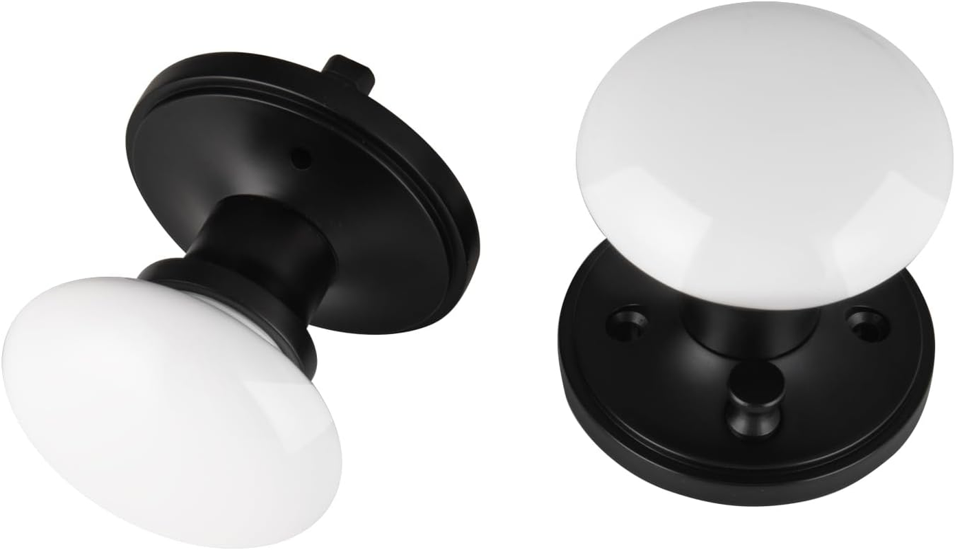 NCL White Door Knobs, Keyless Door Handles, Porcelain Door Levers, Interior Bath Door Knob