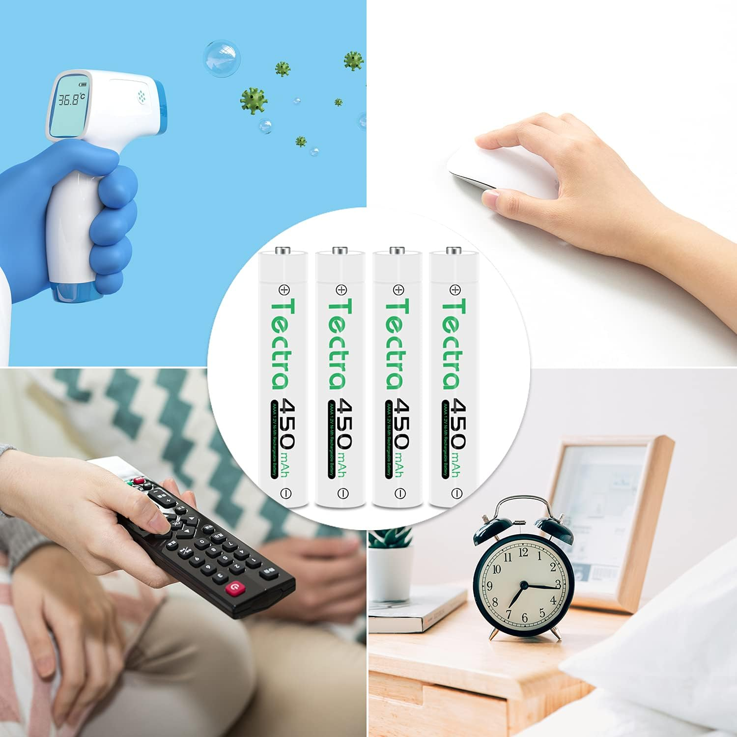 Tectra 2X AAAA Batteries, Ni-Mh AAAA Rechargeable Battery + LED USB Charger for Surface Pen, Active Stylus, LED Candle, Flashlight, Portable CD, MP3 Players, Digital Camera and More image number 4