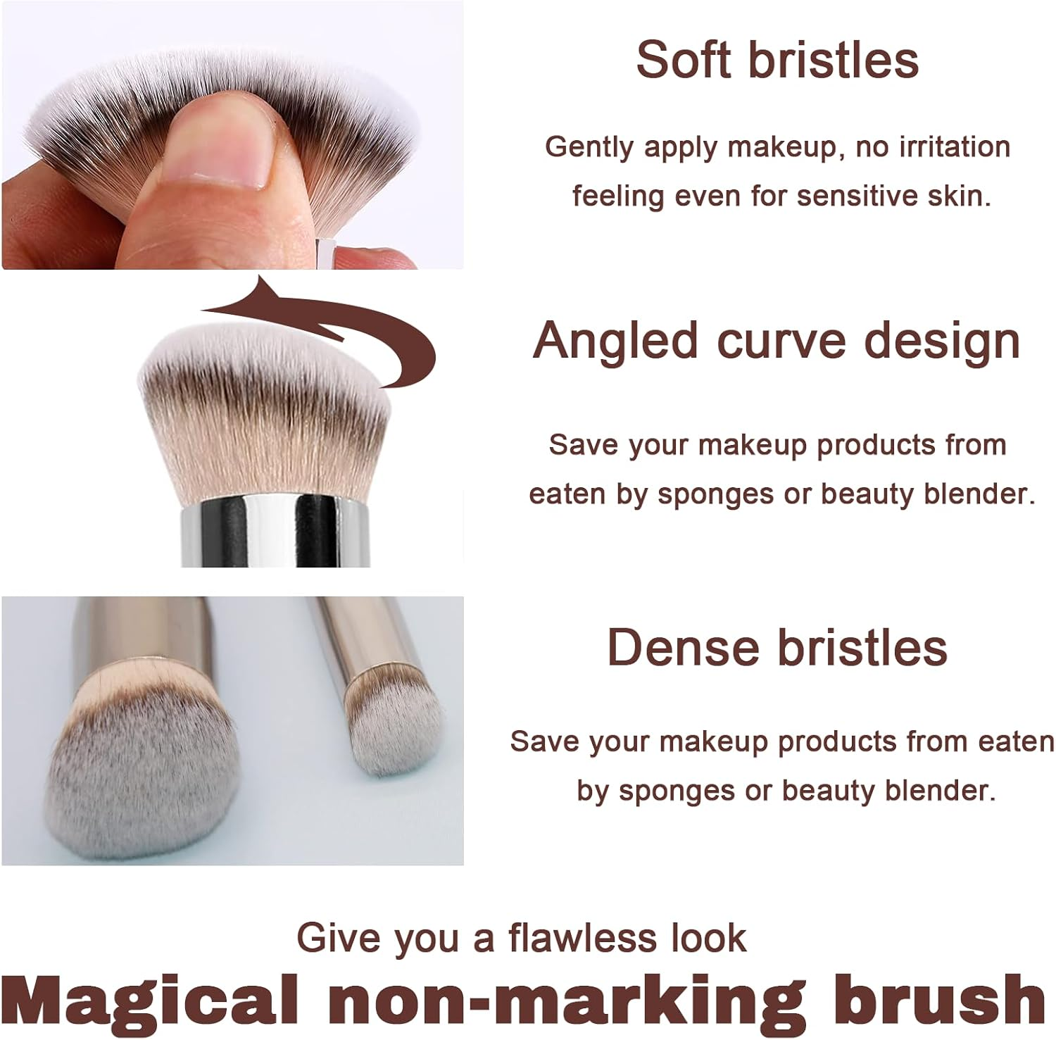 Foundation Brush and Concealer Brush Set for Flawless Makeup Application Perfect for Any Look, Premium Contour Makeup Brush Ideal for Blending Liquid, Buffing Cream, Sculpting & Applying Mineral Cosmetics (Black) image number 4