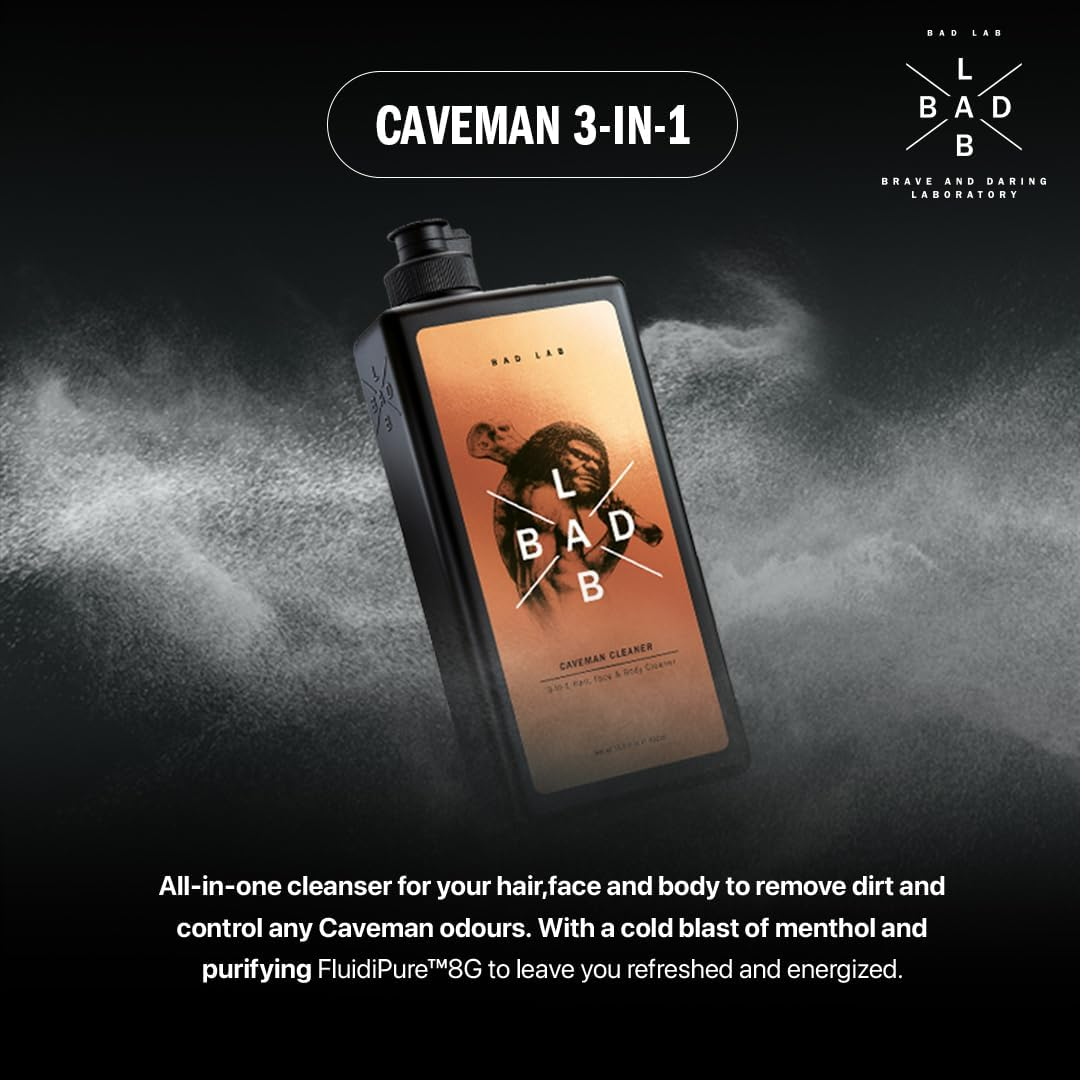 Bad Lab Thanksgiving Gift Caveman 3 in 1 Hair, Face and Body Cleaner, High Endurance, Healthier and Stronger Skin for Men (13.5 Oz), image number 3