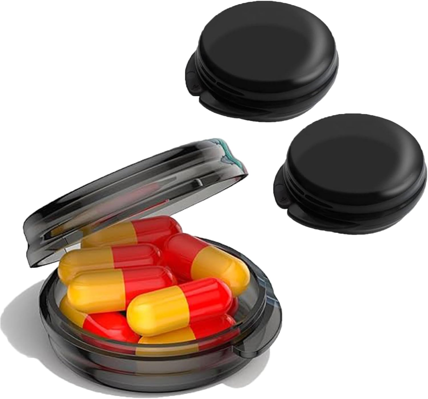 Small Pill Box 3 Pack - Daily Mini Pill Organizer Portable for Purse and Pocket, Travel Pill Case Medicine Storage Container with Compact Small Pill Box and Secure Pill Holder Design, Black image number 4