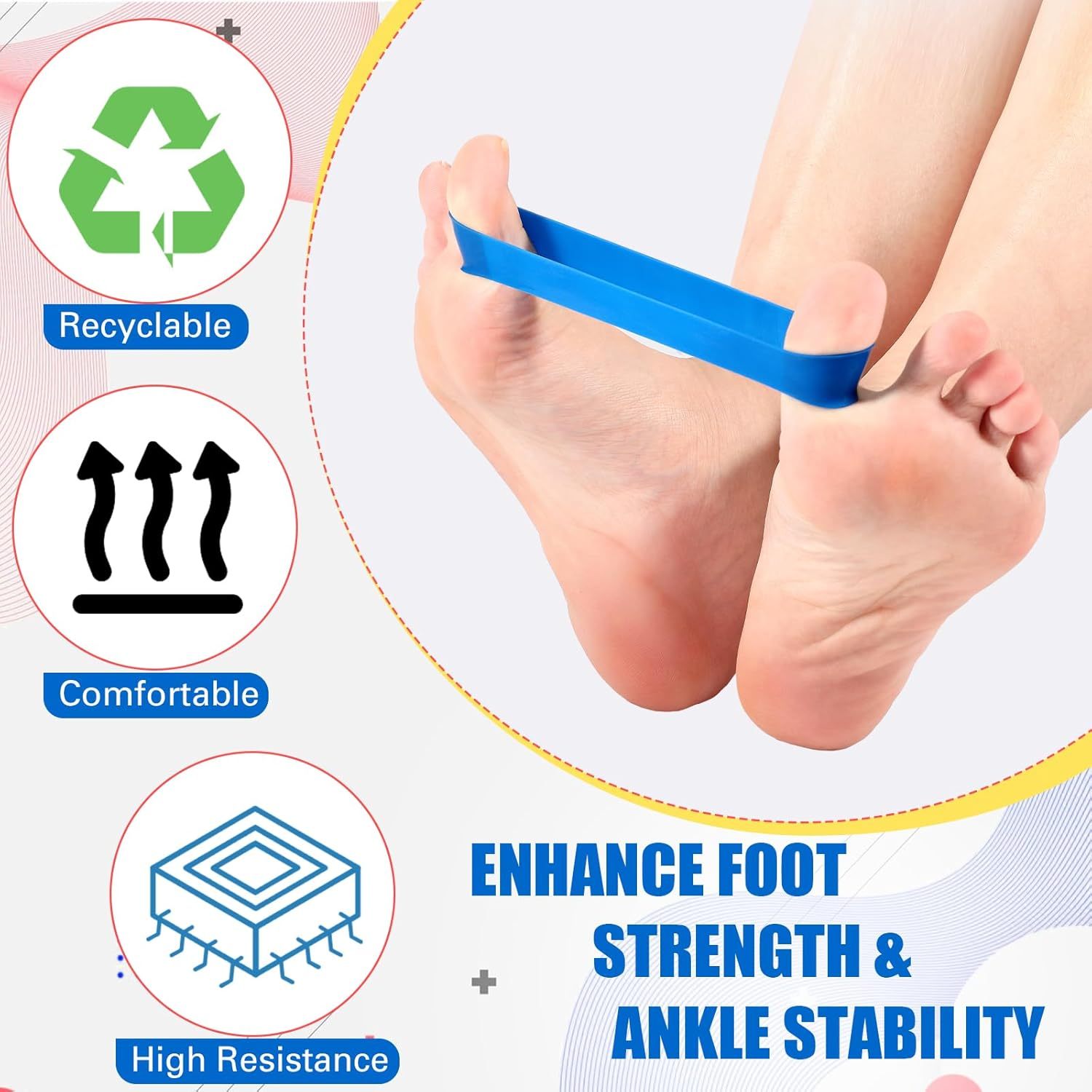 Set of 5 Toe Bands Toe Stretcher Bands Resistance Toe Bands with Carry Bag for Correct Alignment Ankle Exercise Foot Strengthening (Multicolor) image number 6