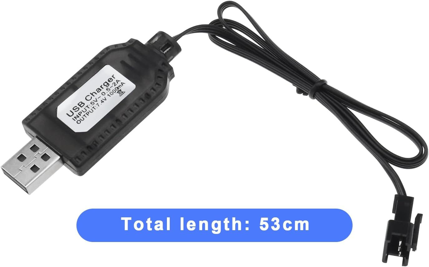 Emsea 2Pcs SM-3P to USB Charging Cable Lipo Battery USB Charging Cable with SM-3P Plug Accessories for Car Models Remote Control Toys Lighting Security Facilities image number 3