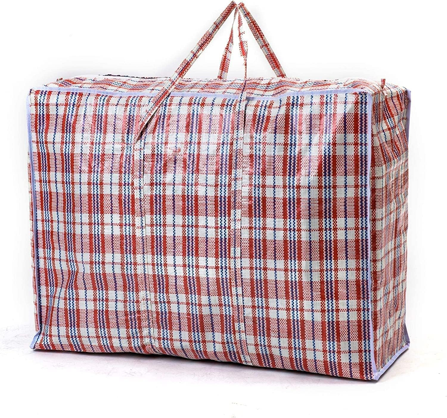 3Pcs Extra Large Laundry Bags, Strong Moving Bags with Zippers Carrying Handles, Heavy Duty Checkered Packing Bags, Reusable Store Zip Bag for Laundry Moving House Shopping Storage (80Cm X 60Cm) image number 3