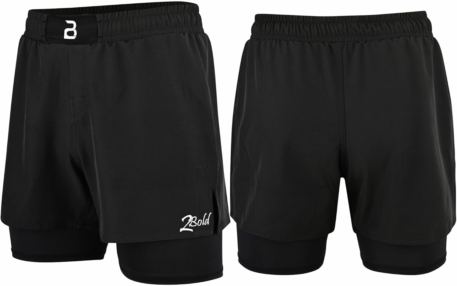 2BOLD MMA Kid&rsquo;S 2 in 1 Board Shorts BJJ Built in Compression Lining Athletic Gym Boxing Jiu-Jitsu No-Gi Grappling Shorts image number 4