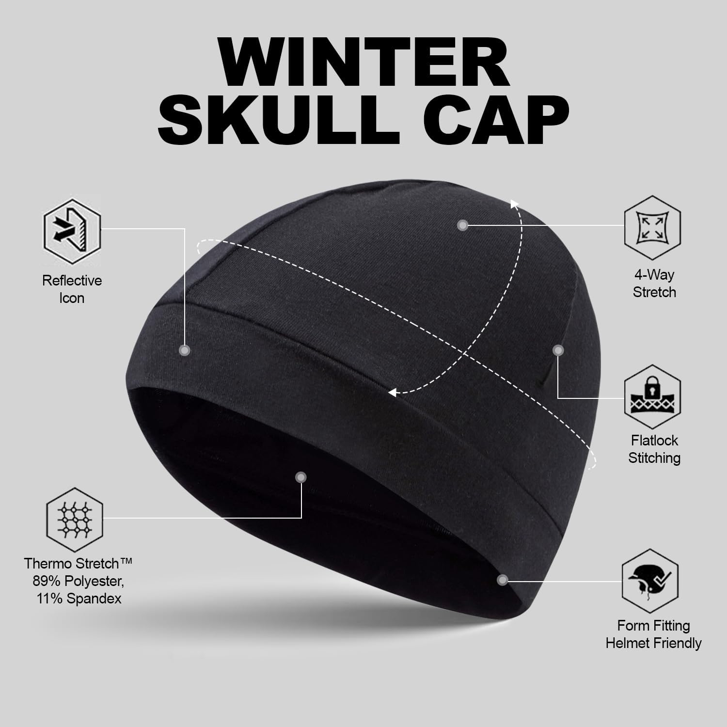 COZY CORE Men'S Skull Cap,Beanie Running Hat,100% Authentic,Comfortable,Limited Edition Black,One Size AA image number 2