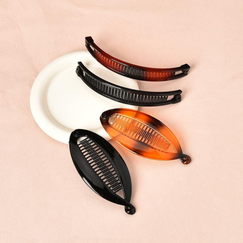 YALLNASL Banana Hair Clips for Thick Curly Hair Accessories Banana Clip Fishtail Hair Clips Combs for Girls Hair Clincher Comb Banana Clips Hair No Slip Fish Hair Barrettes 4 Pcs image number 2