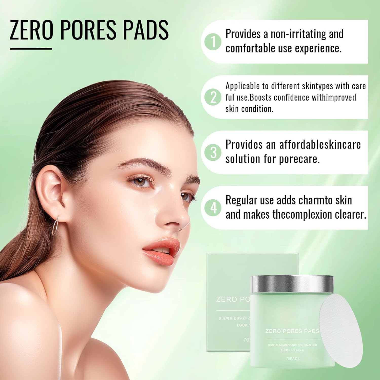 Depehelp Zero Pore Pads, Dual-Textured Facial Toner Pads with Facial Roller, Gentle Exfoliation for Pore Minimizing, Oil & Blackhead Reduction, for All Skin image number 6