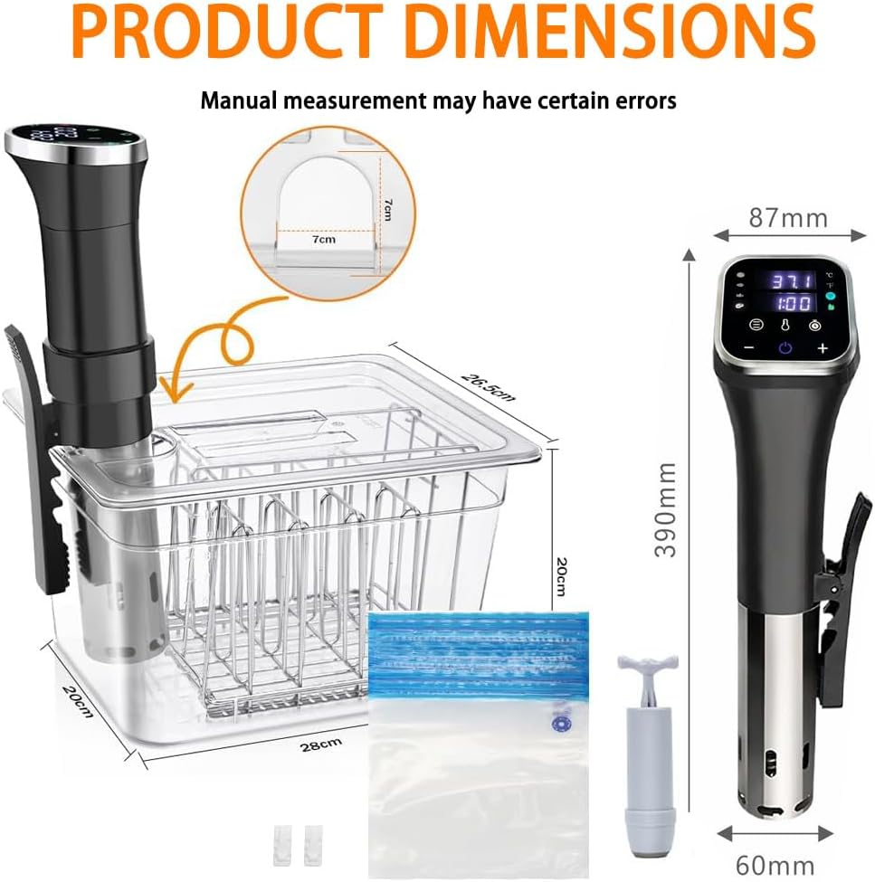 Wifi Sous Vide with 11L Sous Vide Rack with Lid & Rack, 1100W Sous Vide with App Preset Menus Recipes Precise Temperature & Timer image number 5