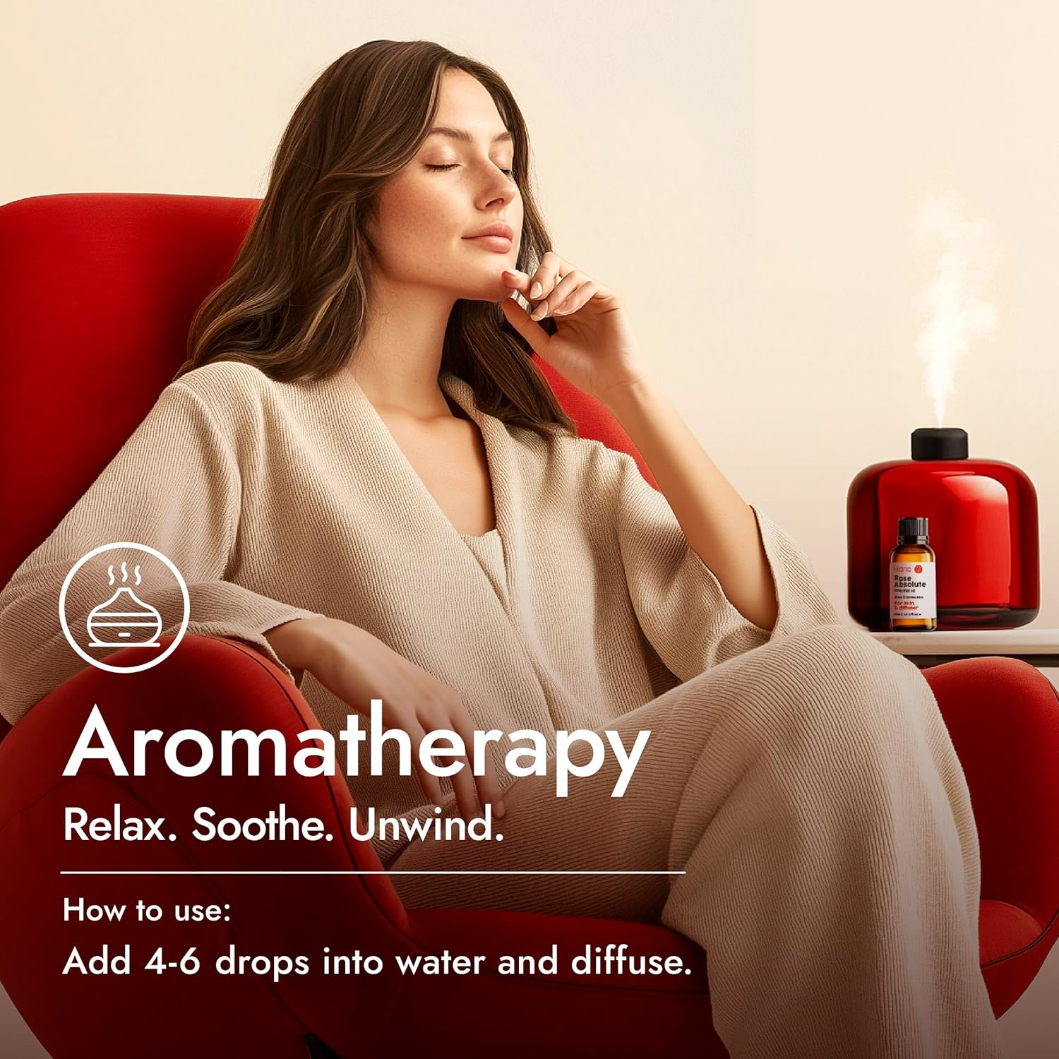 H'Ana Rose Essential Oil - 100% Pure and Natural Rose Oil for Face, Skin and Diffuser - with a Sweet, Fresh Scent, Smells like Fresh Roses - Symbolises Love and Beauty (30Ml) image number 4