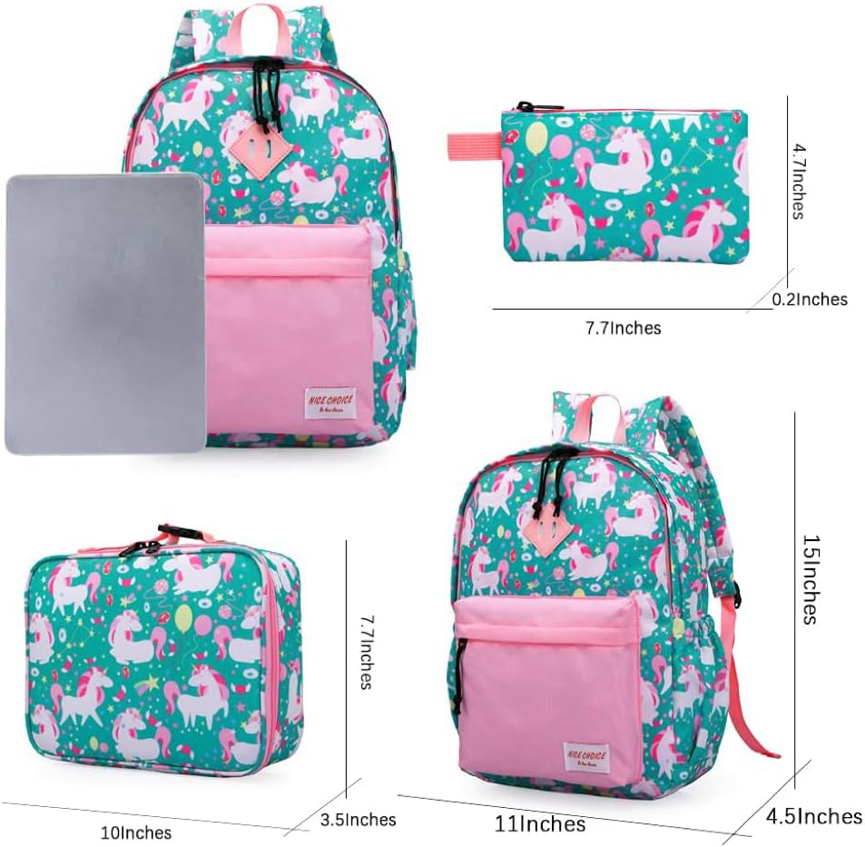 NICE CHOICE Preschool Backpack Kindergarten Elementary School Toddler Backpacks with Lunch Bag Pencil Case Set, Cute Unicorn Set, 15Inch, Modern - Cute Unicorn Set image number 5