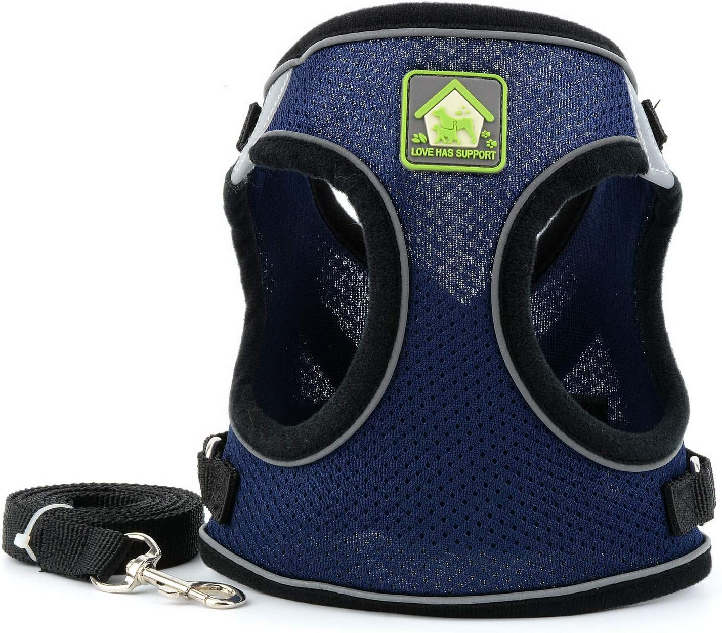 ZUNEA Small Dog Harness and Lead Set No Pull Puppy Vest Harnesses Adjustable Reflective Soft Mesh Step-In Pet Cat Harness Escape Proof for Walking, Bright Colors for Dogs Girl Boy Darkblue XL