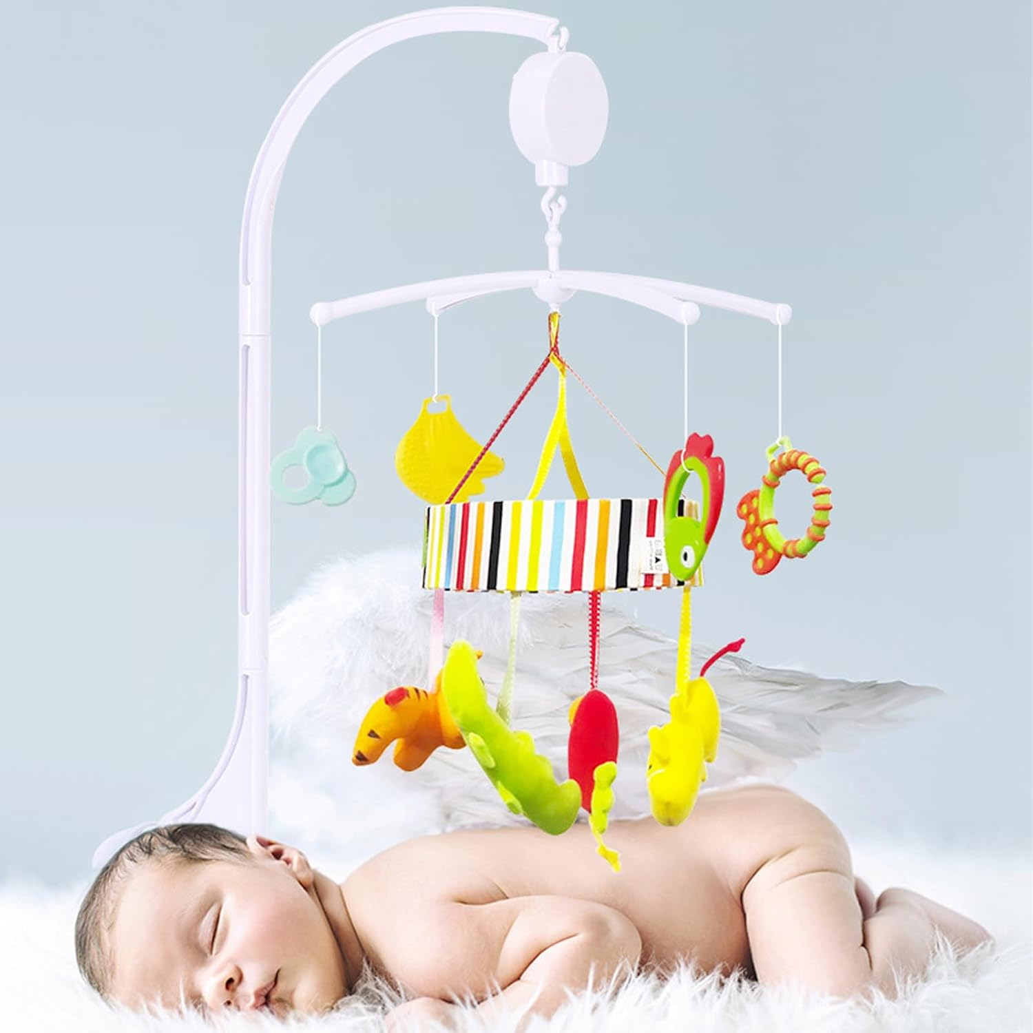 Alovexiong White Baby Crib Mobile Music Box Bed Bell Toy Holder Arm Bracket Nut Screw Music Box Holder Set Parts for Baby Bed Perambulator (Without Dolls) image number 6