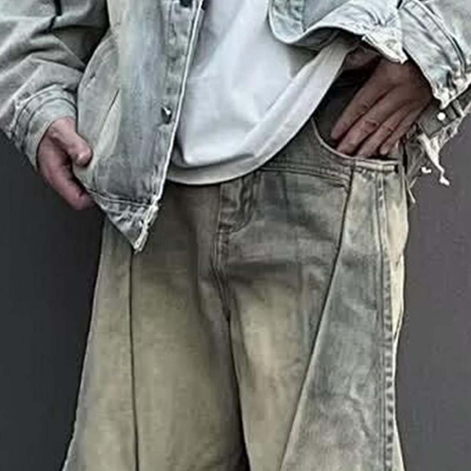 Mens Retro Cargo Jeans Pant Casual Baggy Hip Hop Denim Work Pants Regular Fit Straight Relaxed Jean, Retro, M image number 6