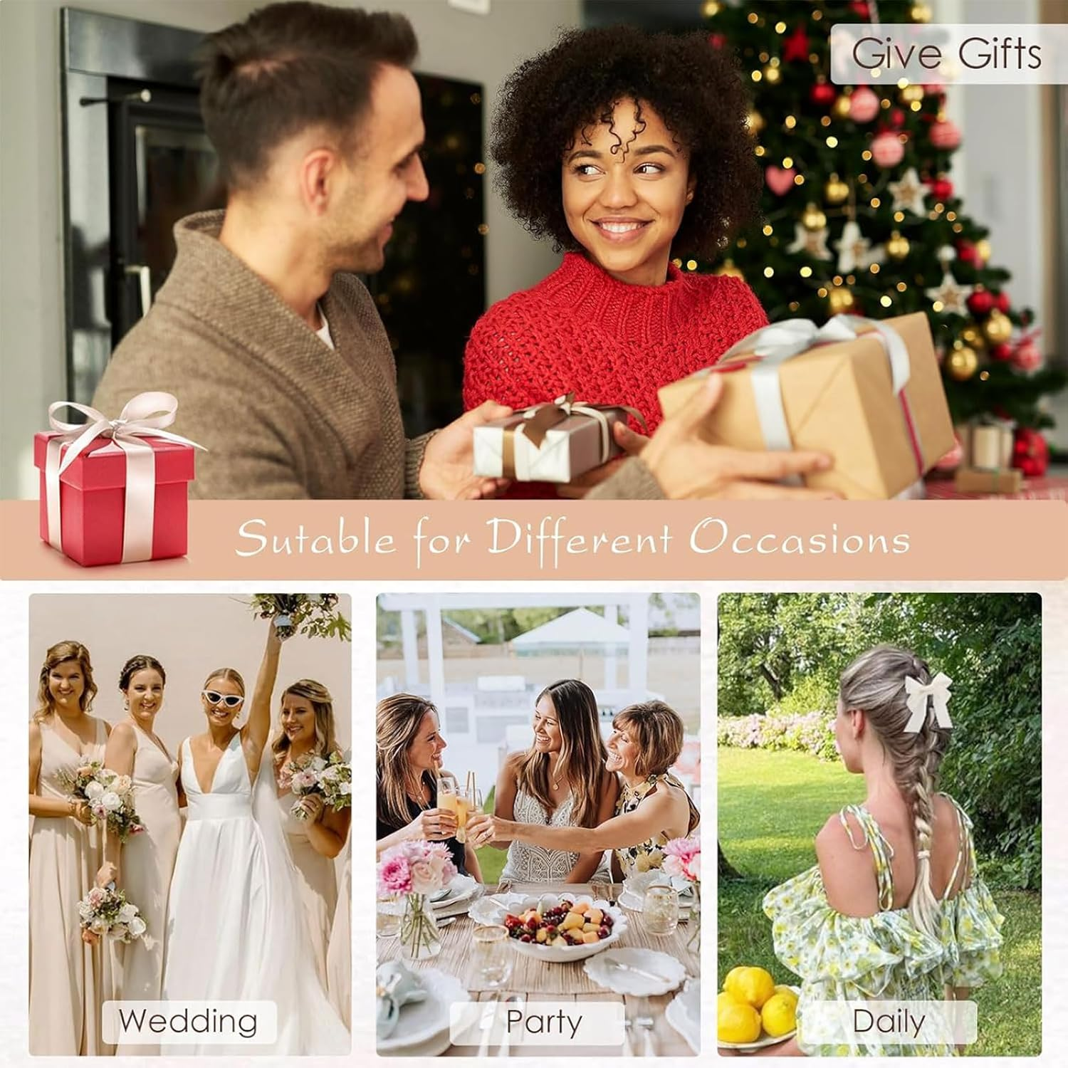 Muorruo 6 Pieces Small Hair Bows, Soft Satin Bow Clips for Women Girls Teens, Non-Slip Clips for Curly Straight Hair, Accessory for Party Wedding Gift (Brown) image number 6