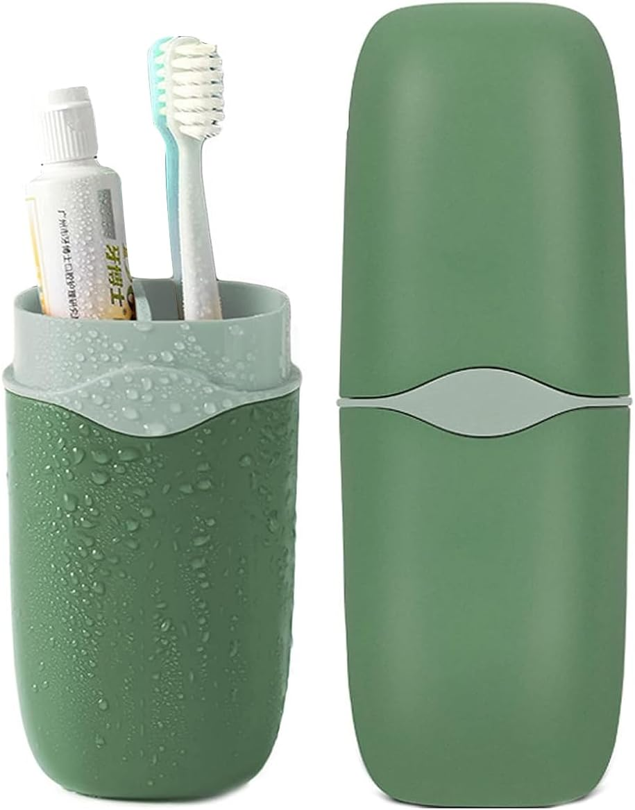 Portable Travel Toothbrush Holder, 3 in 1 Travel Toothbrush Case, Detachable Toothbrush Storage Box for Travel, Business, Camping, Daily Use (Green) image number 3