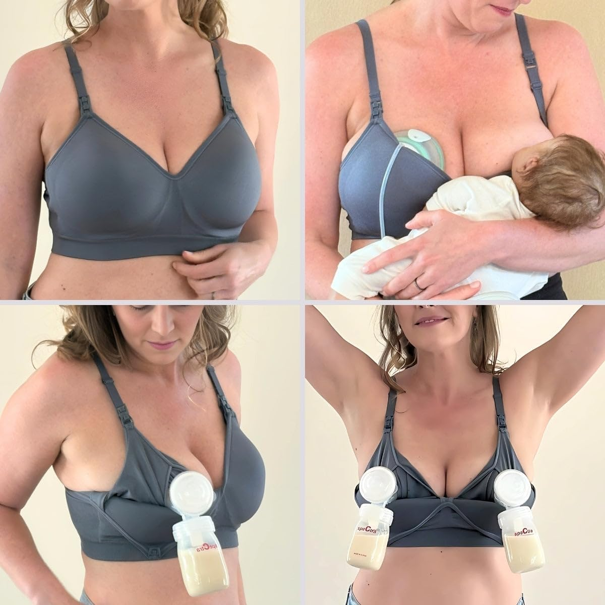 Supermom Hands Free Pumping and Nursing Bra - Hands Free Nursing Bra for Pumping - Breastfeeding Bras for Women, Maine Blue - Seamless, Medium image number 1