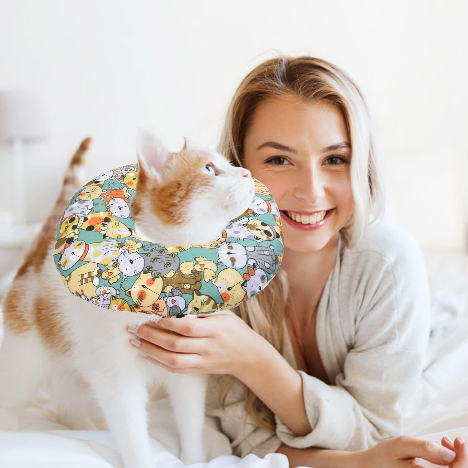 Cat Dog Collar, Soft Protective Collar Cat anti Bite Recovery Collar Protective Collar, Adjustable Protective Collar to Prevent Infections, Cat Collar Cotton for Puppies Kittens, S image number 5