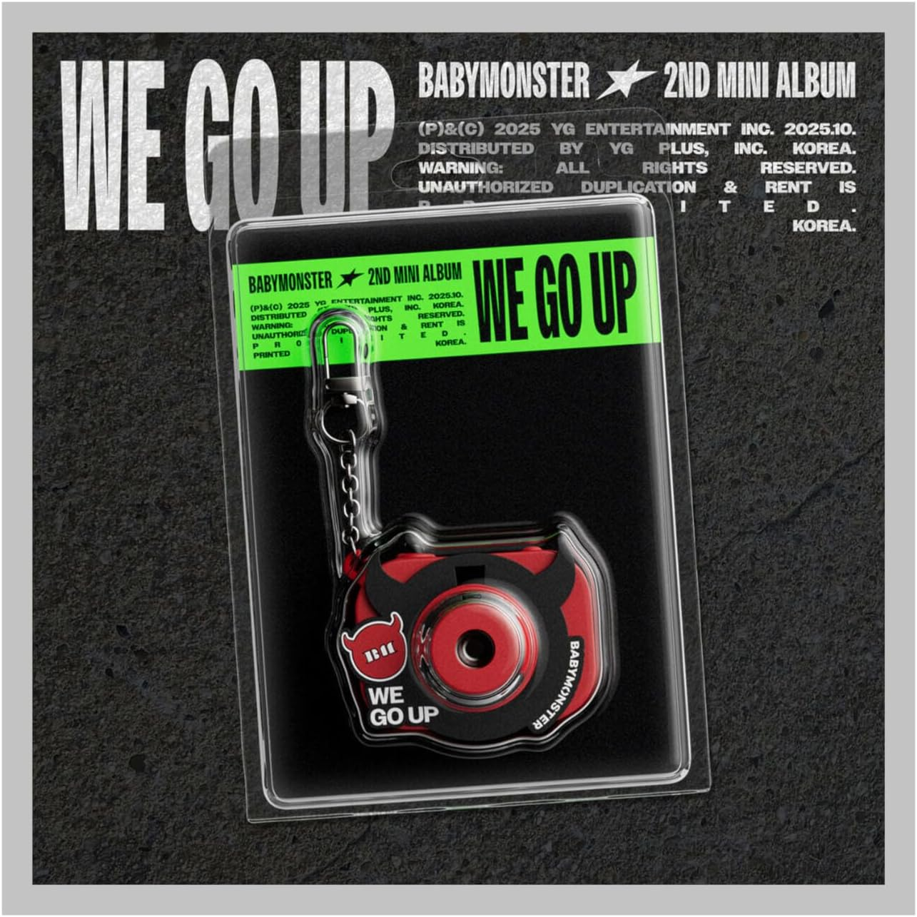 BM BABYMONSTER WE GO up 2Nd Mini Album MD BEAM KEYRING Version Keyring+Selfie Photocard+Logo Sticker+Tracking Sealed