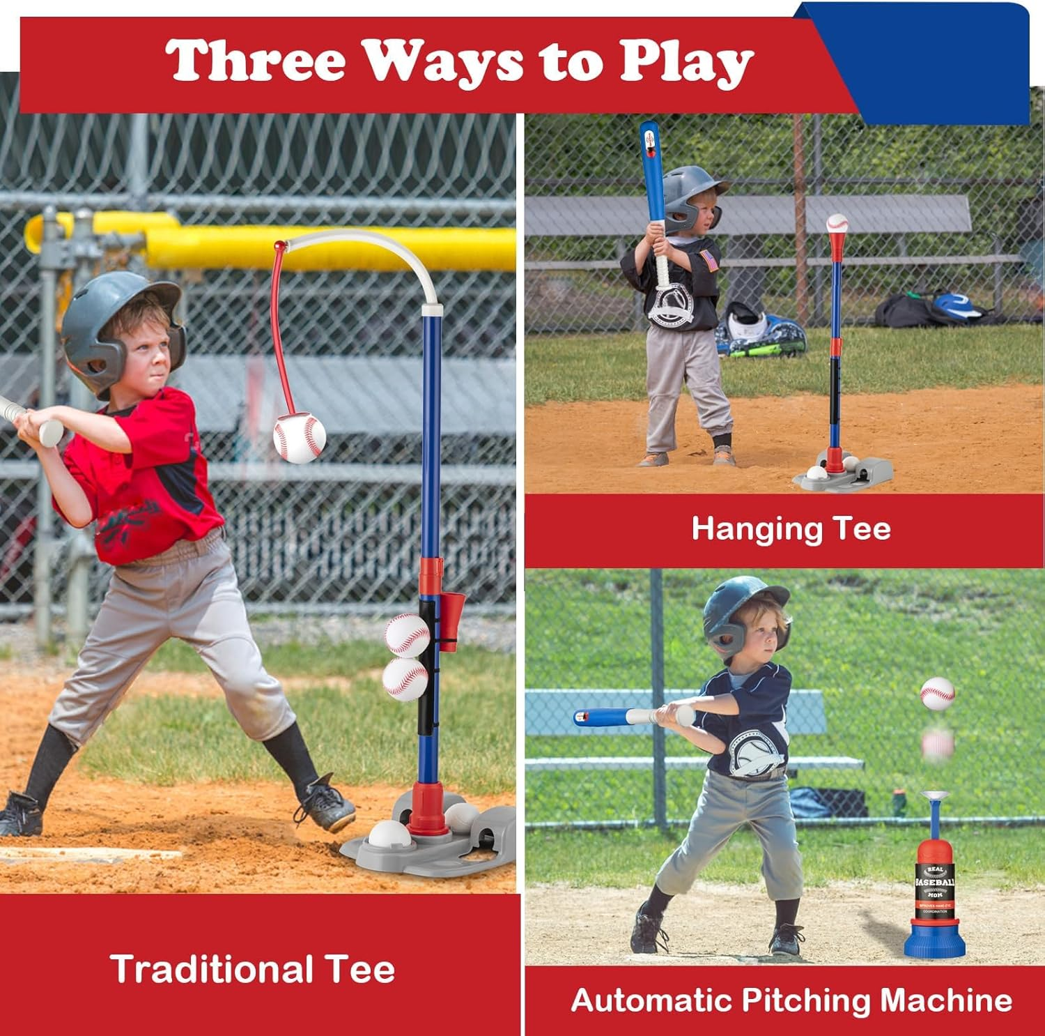 Adjustable T-Ball Set for Kids 3-8 | Outdoor Baseball Toy with Bat, Ball & Tee | Sports Toddlers & Boys in Backyards image number 2