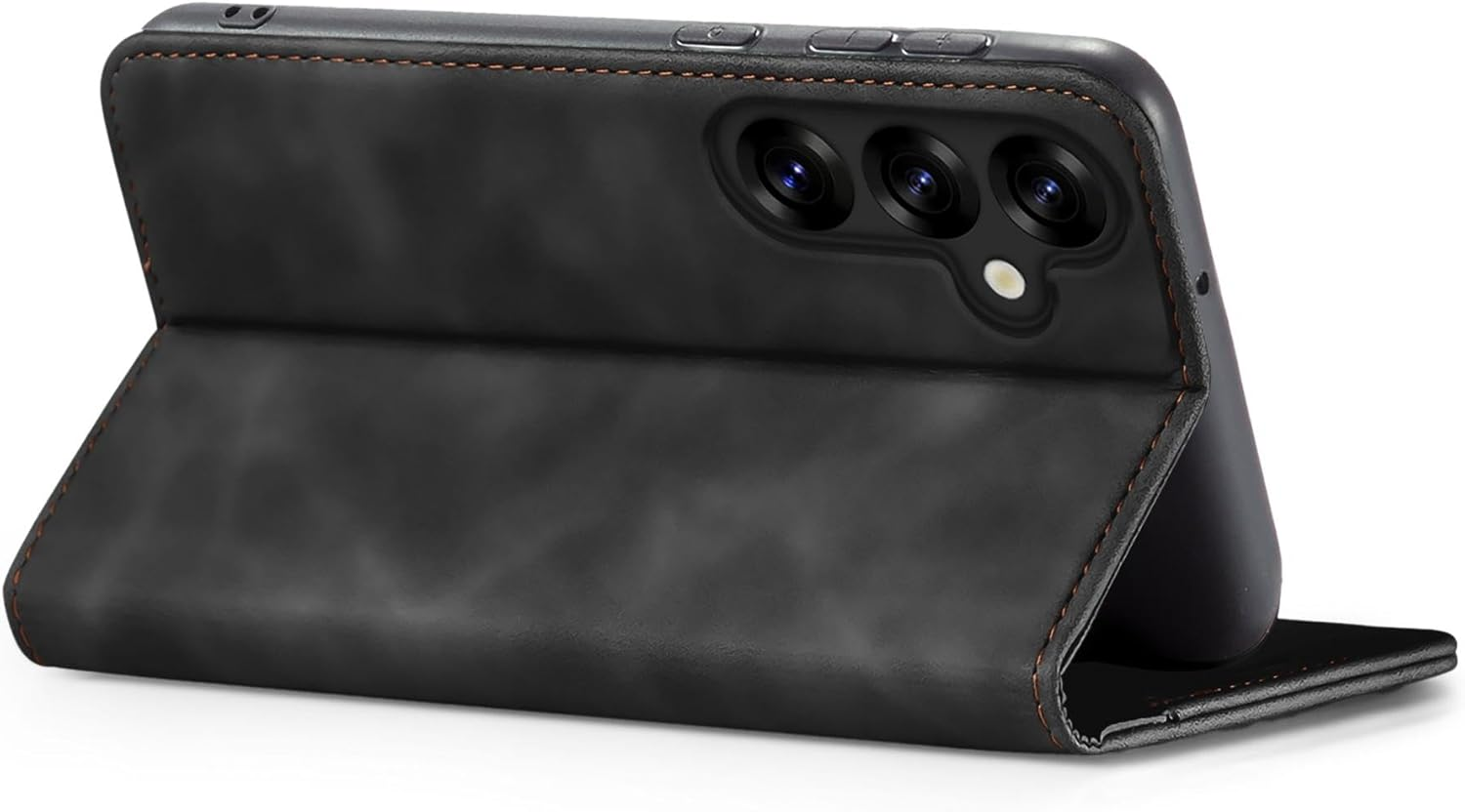 LBH Mobile Phone Case for Samsung Galaxy S25 FE in Black with Card and Money Compartment Smartphone Case with Stand Function Flip Case Protective Cover Magnetic Closure Vintage image number 1