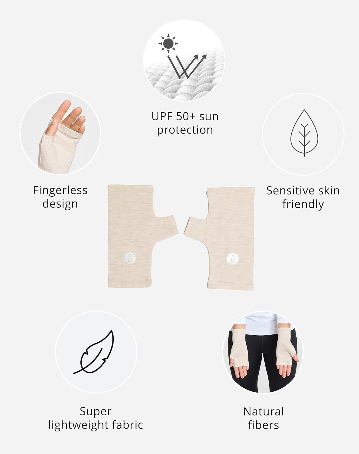 Solbari Unisex Hand Covers UPF 50+, Breathable UV Protection, Fingerless Gloves for Sensitive Skin, Outdoor Accessory image number 7