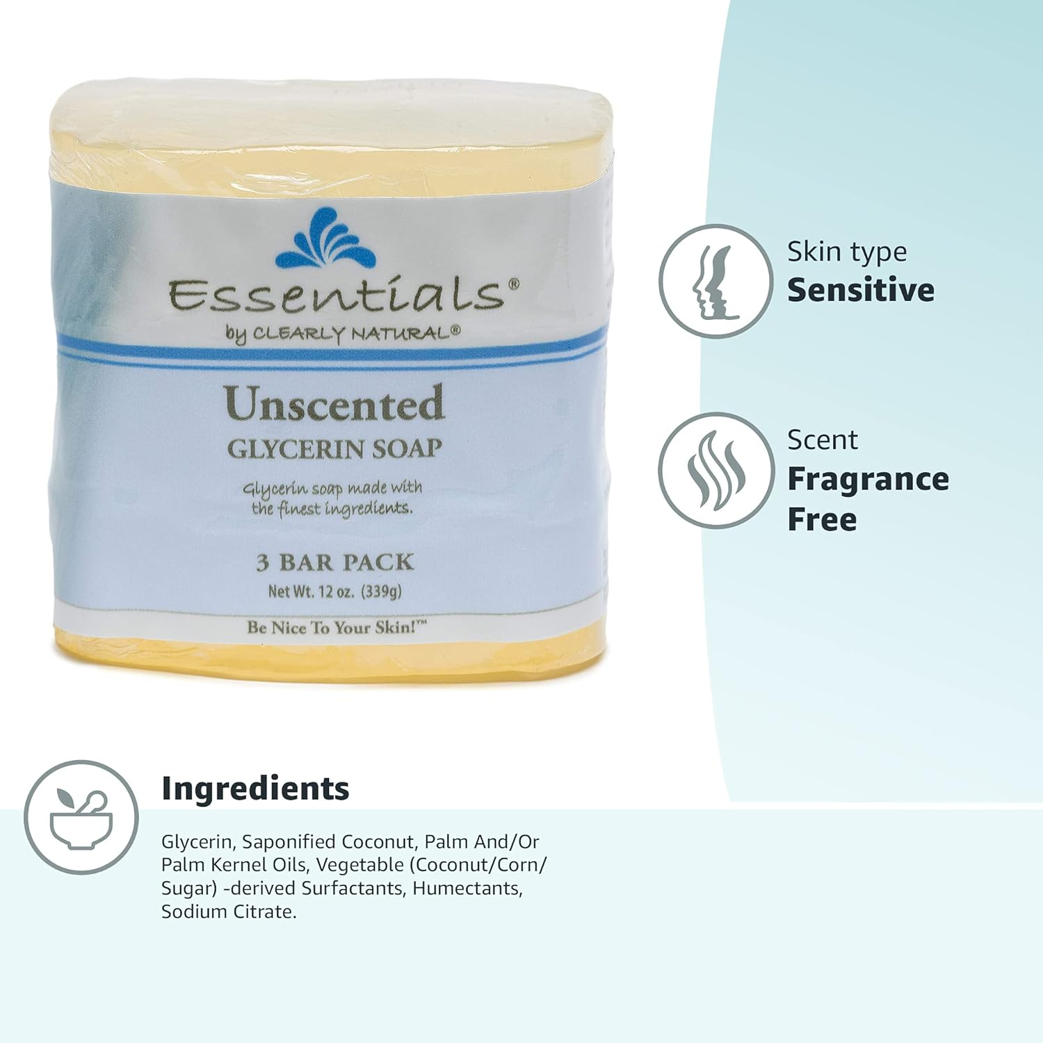 Clearly Natural Glycerine Bar Soap, Unscented, 3 Count, 4 Oz Each (876872362) image number 3