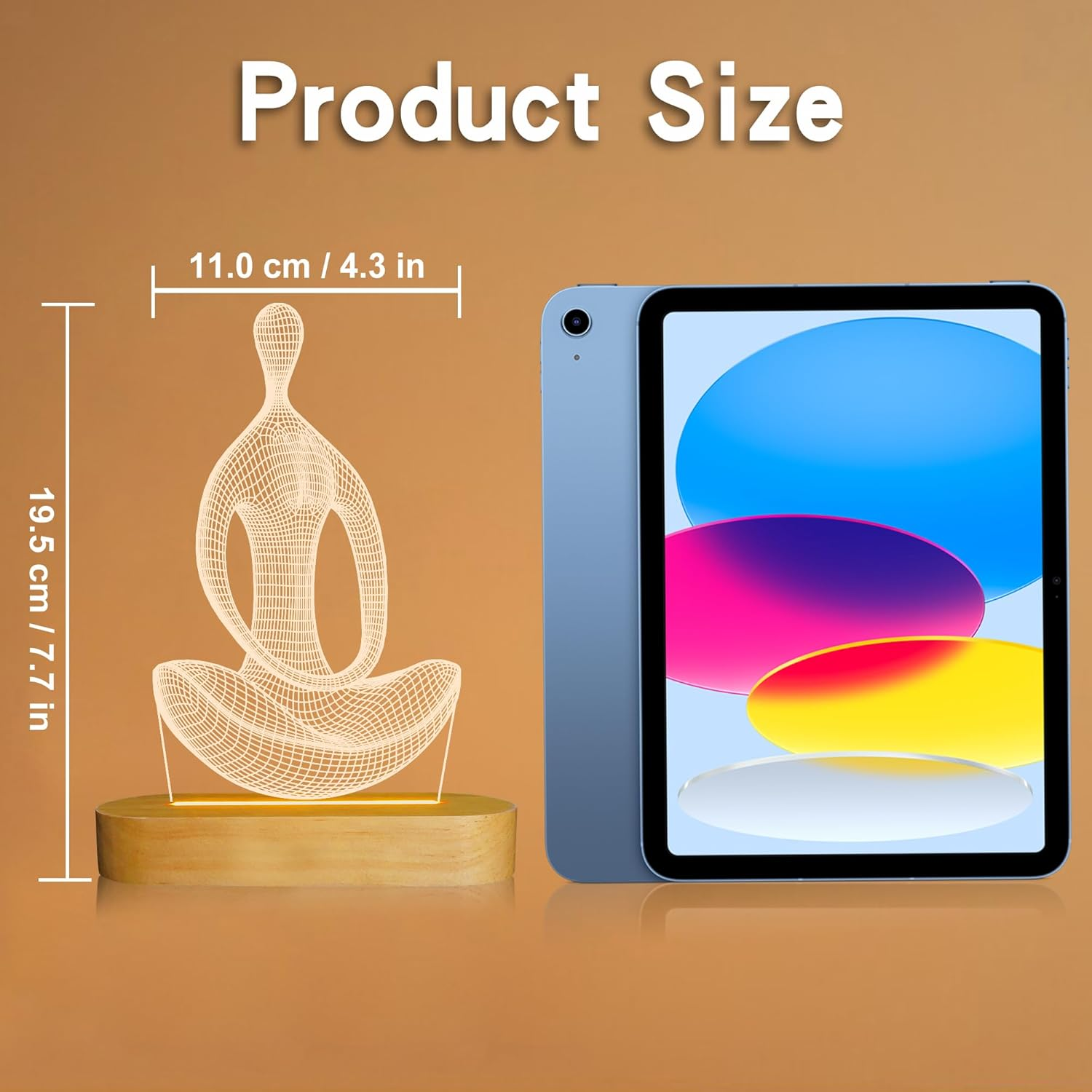 Lightzz Yoga Lamp LED 3D Art Night Light for Girls Women Meditation Lovers Birthday Gifts,Usb Power Warm Color Wood Base Table Lamps image number 3