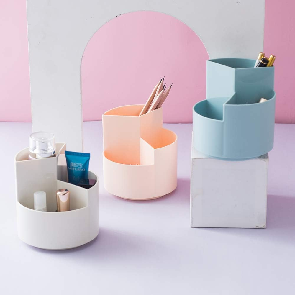 YOSCO 360&deg; Rotating 3 Grid Pen Holder Stand Pencil Cup Pot Desk Organizer Makeup Brush Holder (Blue) image number 1