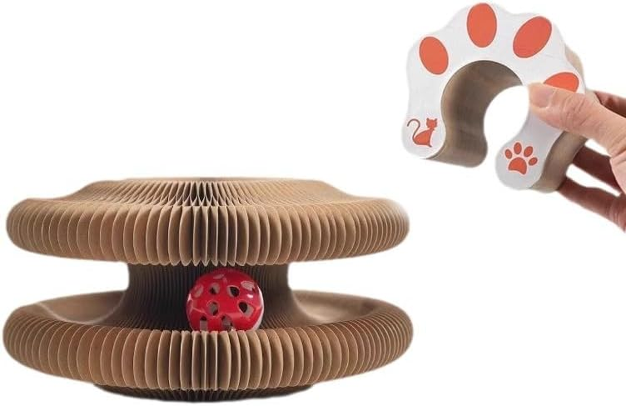 1 Pack Magic Organ Cat Scratching Board, Cardboard Scratcher Pad Accordion for Cats, Foldable Recyclable Comes with Ball image number 6